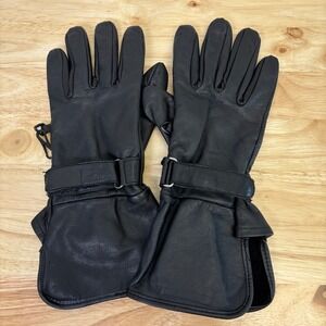 First Womens Leather Biker Gauntlet Gloves XS Black FI-125-GL Motorcycle Goth